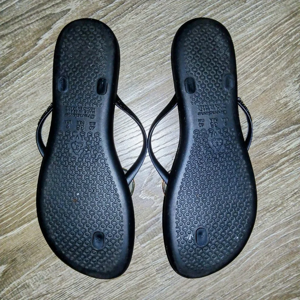 Charlie Paige Black Bow Jelly Flip Flop Sandals Size 10
